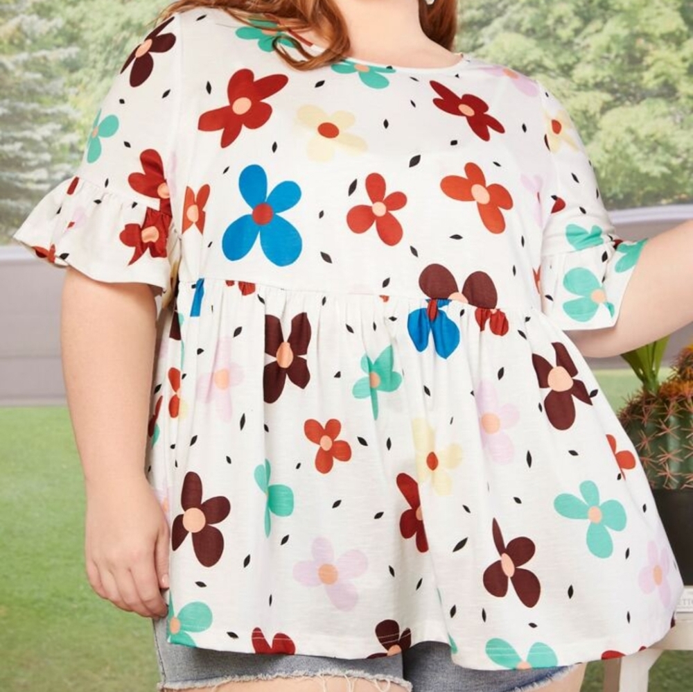 Daisy boho flounce babydoll top blouse sz 3XL NWOT *D5 - Picture 2 of 8